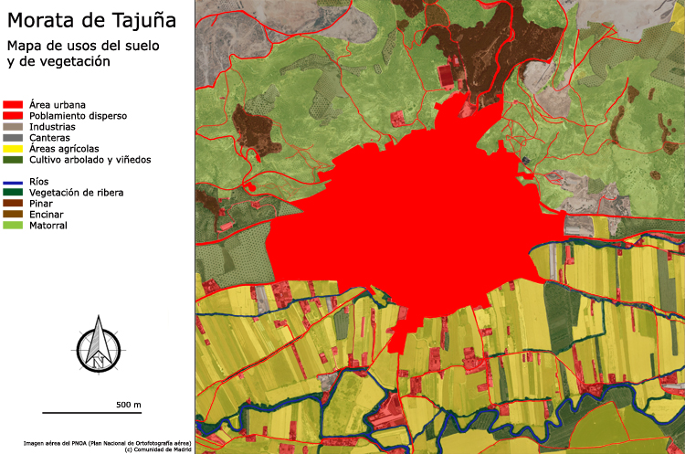 Mapa de vegetación y usos del suelo de Morata de Tajuña