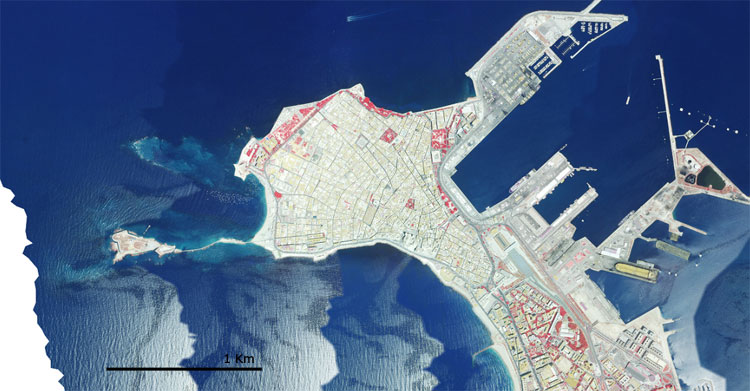 Fotografía aérea en infrarrojo de Cádiz