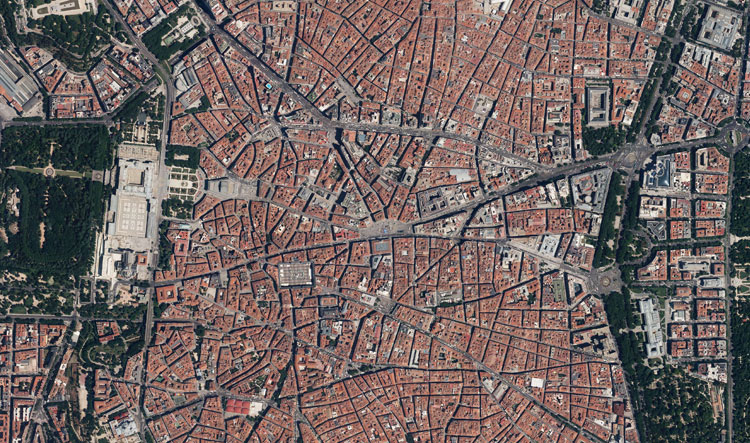 Fotografía aérea del centro de Madrid